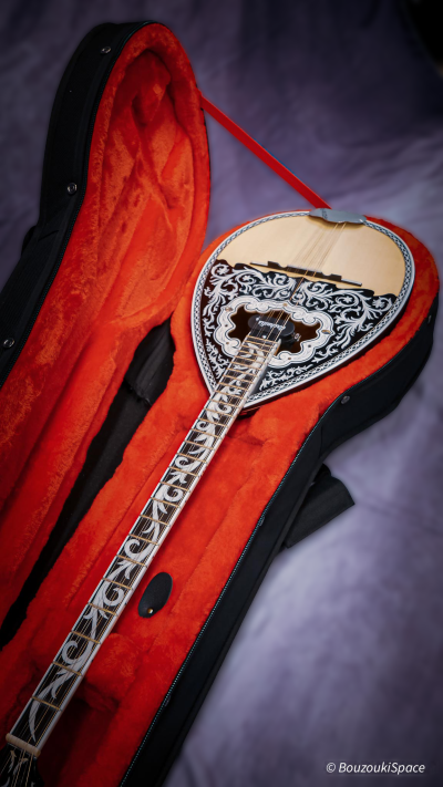 Greek Bouzouki Hard Polyfoam Case – Black with Red Plush Interior - Image 5