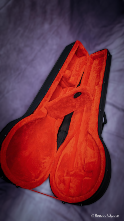 Greek Bouzouki Hard Polyfoam Case – Black with Red Plush Interior - Image 6